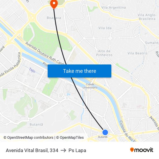 Avenida Vital Brasil, 334 to Ps Lapa map