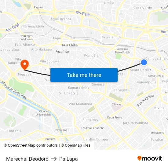Marechal Deodoro to Ps Lapa map