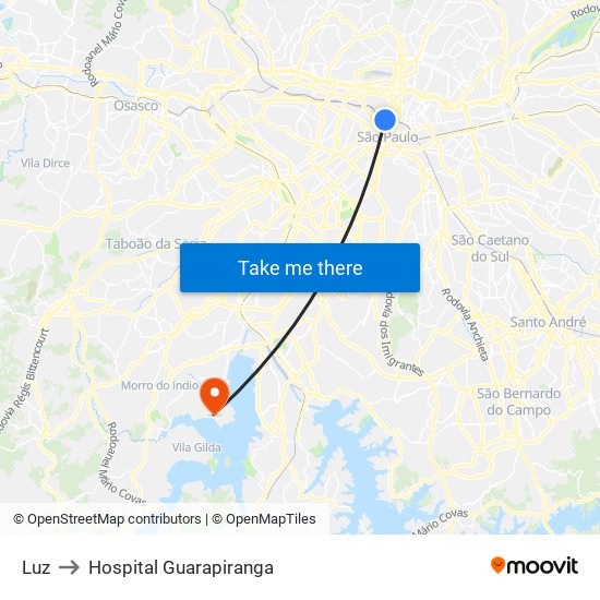 Luz to Hospital Guarapiranga map