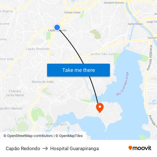 Capão Redondo to Hospital Guarapiranga map