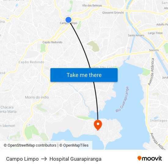 Campo Limpo to Hospital Guarapiranga map