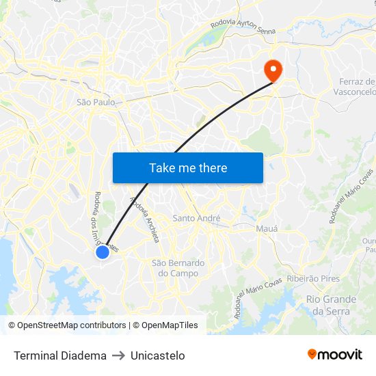 Terminal Diadema to Unicastelo map