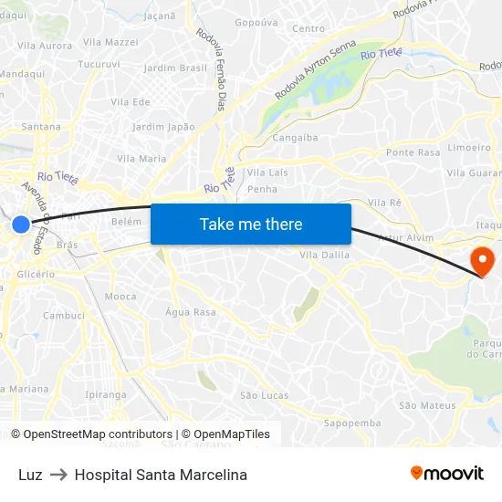Luz to Hospital Santa Marcelina map