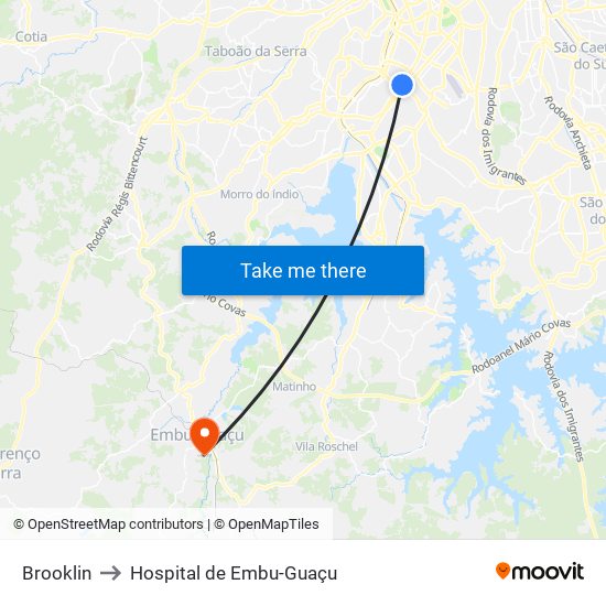 Brooklin to Hospital de Embu-Guaçu map