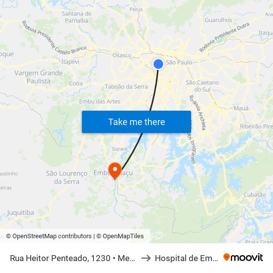 Rua Heitor Penteado, 1230 • Metrô Vila Madalena to Hospital de Embu-Guaçu map