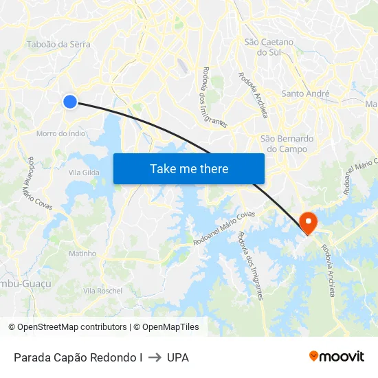 Parada Capão Redondo I to UPA map