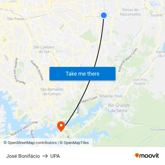 José Bonifácio to UPA map