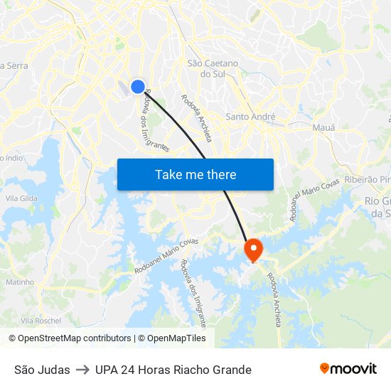 São Judas to UPA 24 Horas Riacho Grande map