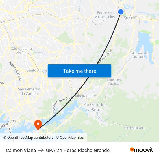 Calmon Viana to UPA 24 Horas Riacho Grande map