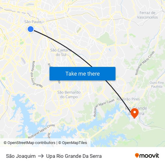 São Joaquim to Upa Rio Grande Da Serra map