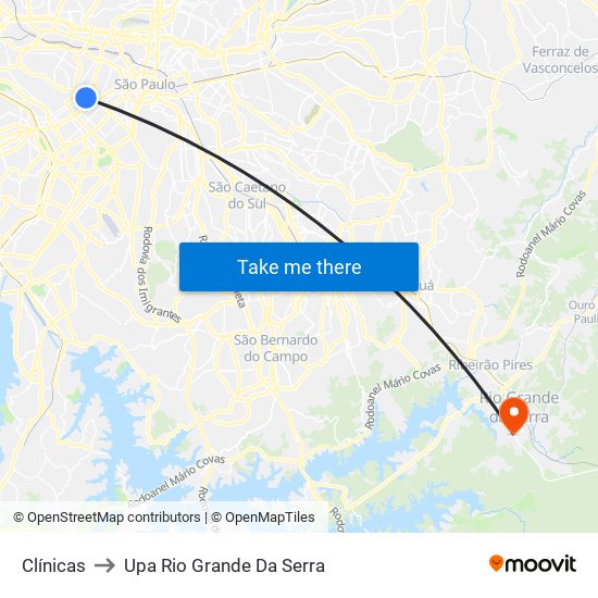 Clínicas to Upa Rio Grande Da Serra map