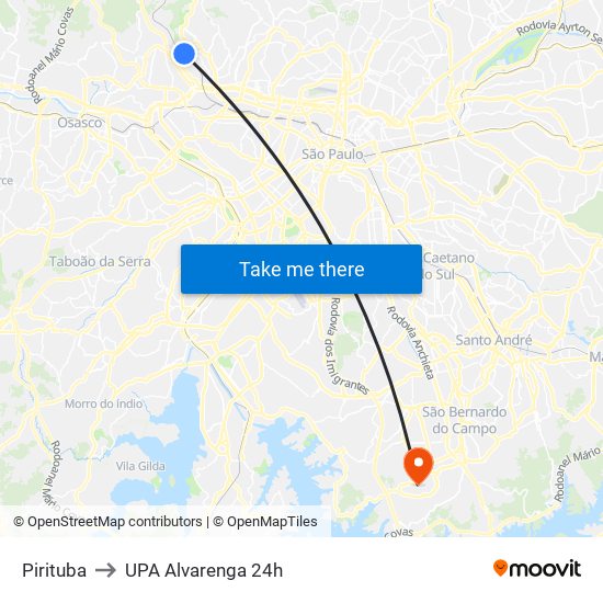 Pirituba to UPA Alvarenga 24h map