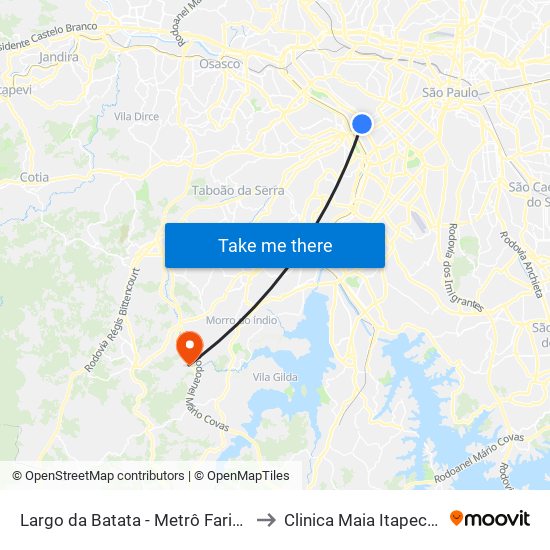 Largo da Batata - Metrô Faria Lima to Clinica Maia Itapecerica map