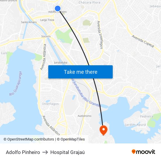 Adolfo Pinheiro to Hospital Grajaú map