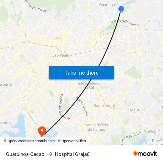 Guarulhos-Cecap to Hospital Grajaú map