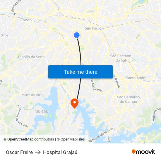 Oscar Freire to Hospital Grajaú map