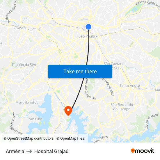 Armênia to Hospital Grajaú map