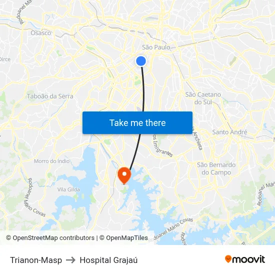 Trianon-Masp to Hospital Grajaú map