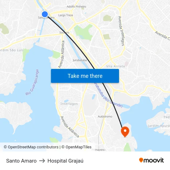 Santo Amaro to Hospital Grajaú map