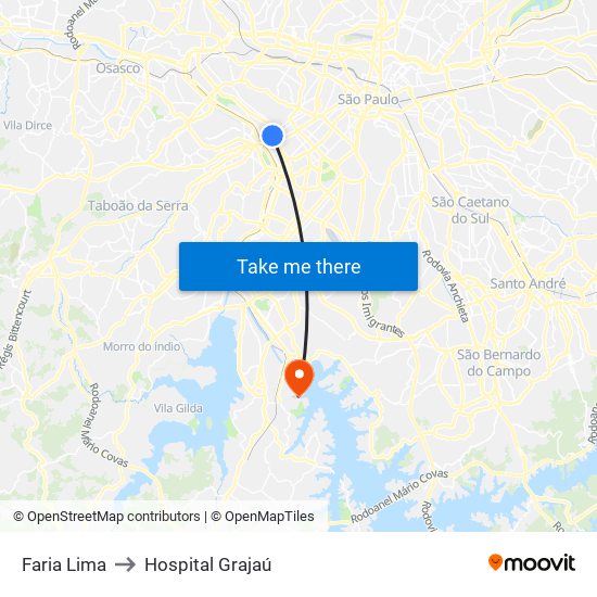 Faria Lima to Hospital Grajaú map