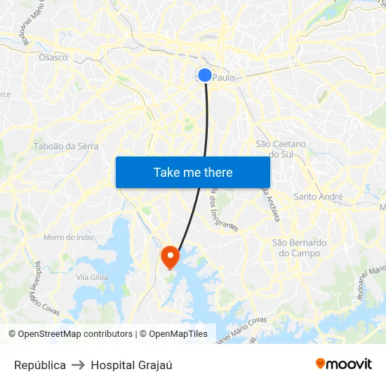 República to Hospital Grajaú map