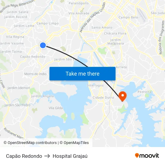 Capão Redondo to Hospital Grajaú map