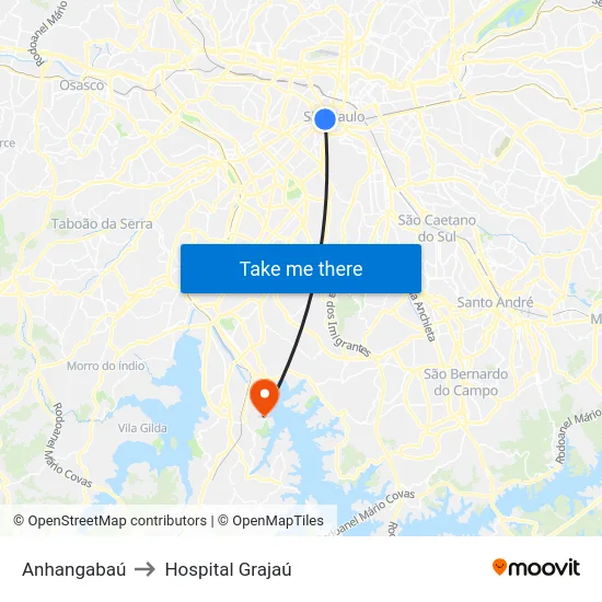 Anhangabaú to Hospital Grajaú map