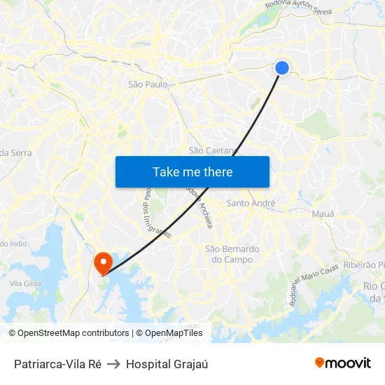 Patriarca-Vila Ré to Hospital Grajaú map