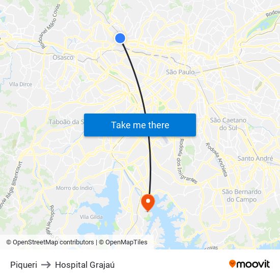 Piqueri to Hospital Grajaú map