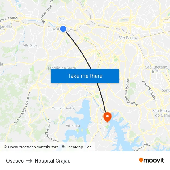 Osasco to Hospital Grajaú map