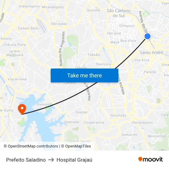 Prefeito Saladino to Hospital Grajaú map