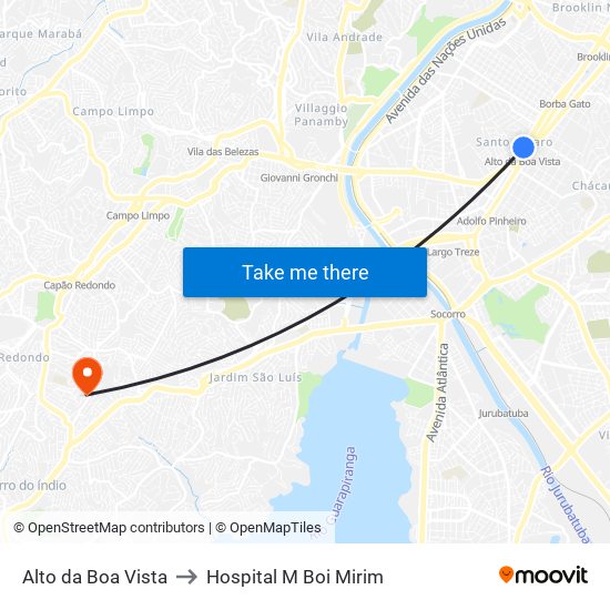 Alto da Boa Vista to Hospital M Boi Mirim map