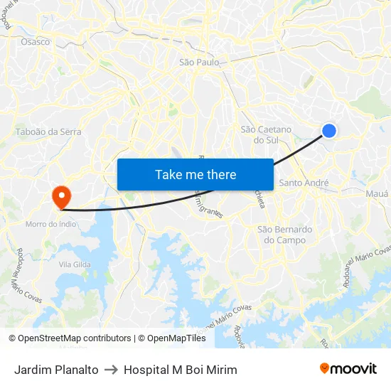Jardim Planalto to Hospital M Boi Mirim map
