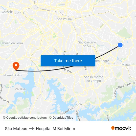São Mateus to Hospital M Boi Mirim map