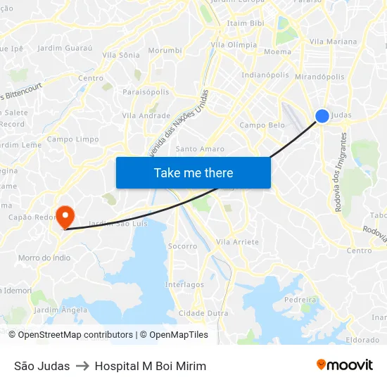 São Judas to Hospital M Boi Mirim map