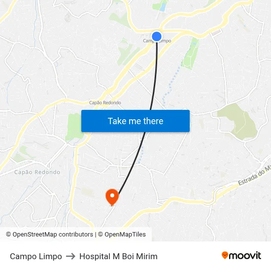 Campo Limpo to Hospital M Boi Mirim map