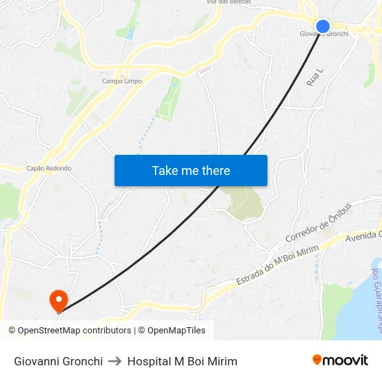 Giovanni Gronchi to Hospital M Boi Mirim map