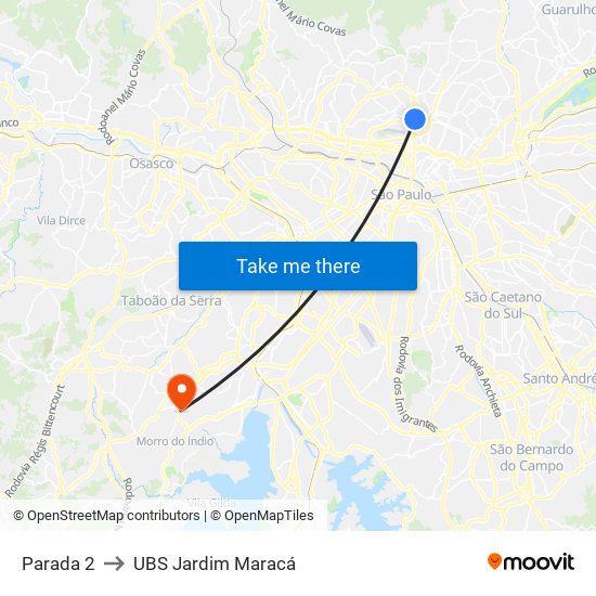 Parada 2 to UBS Jardim Maracá map