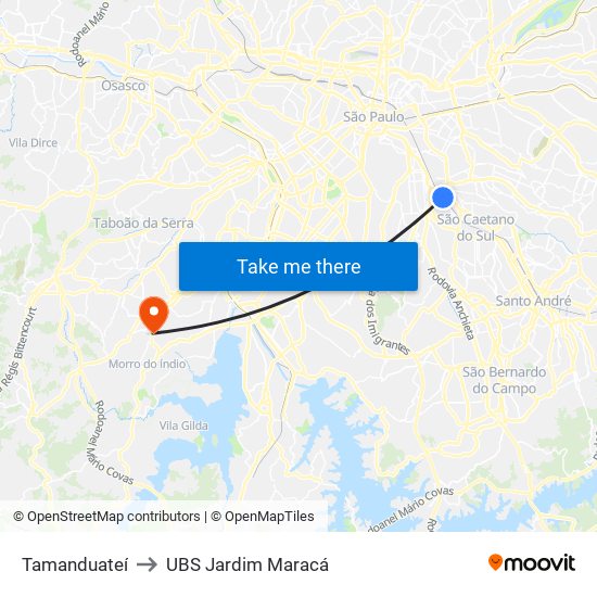 Tamanduateí to UBS Jardim Maracá map