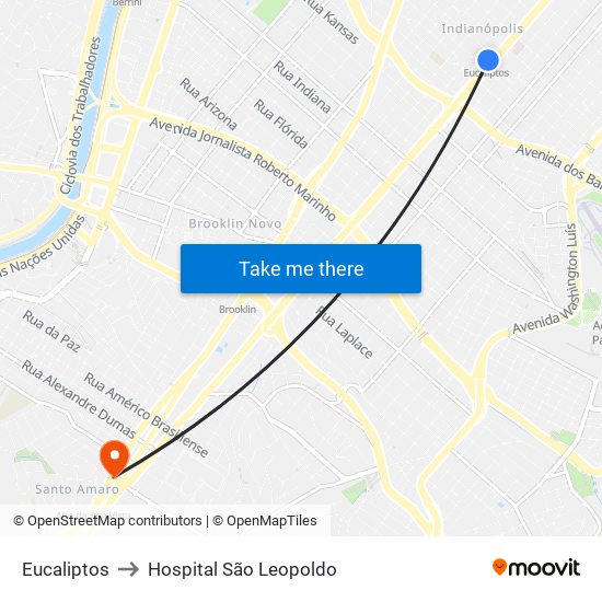 Eucaliptos to Hospital São Leopoldo map