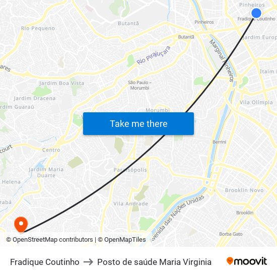 Fradique Coutinho to Posto de saúde Maria Virginia map