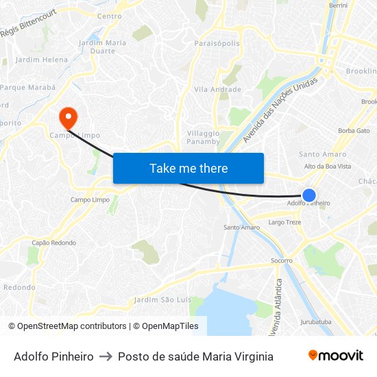 Adolfo Pinheiro to Posto de saúde Maria Virginia map