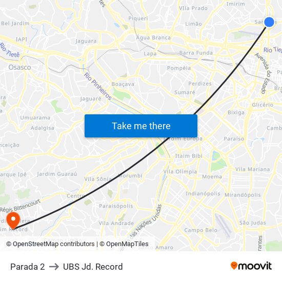 Parada 2 to UBS Jd. Record map