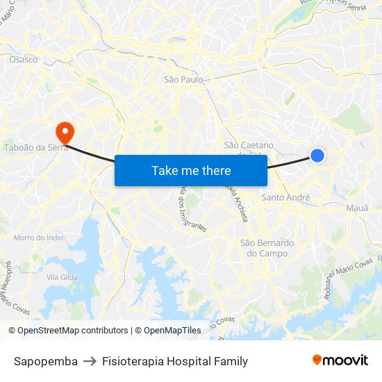 Sapopemba to Fisioterapia Hospital Family map