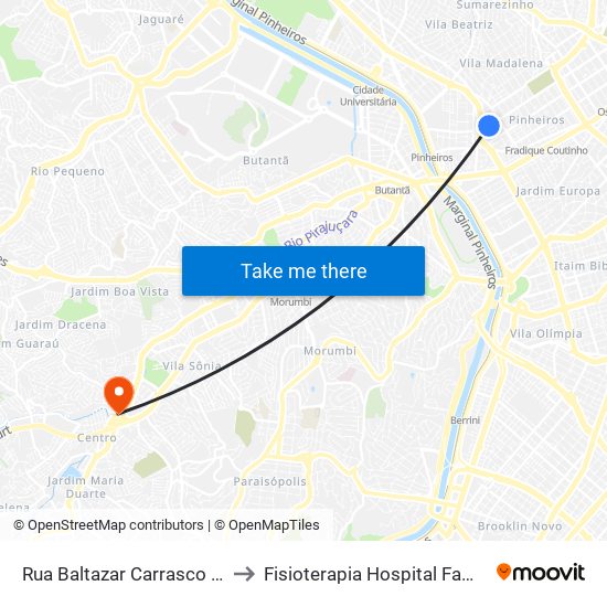 Rua Baltazar Carrasco 66 to Fisioterapia Hospital Family map