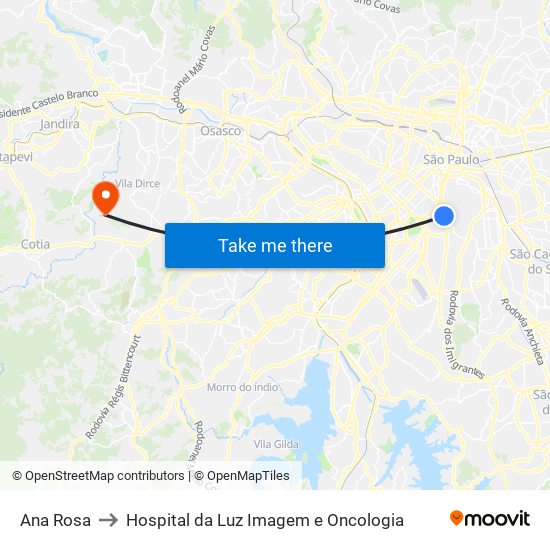 Ana Rosa to Hospital da Luz Imagem e Oncologia map