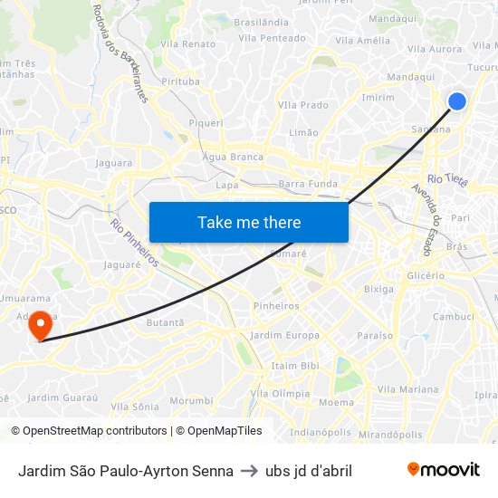 Jardim São Paulo-Ayrton Senna to ubs jd d'abril map