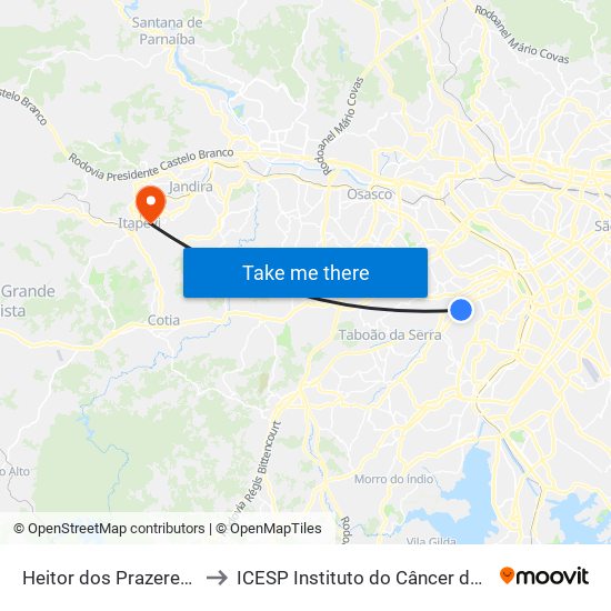 Heitor dos Prazeres - C/B to ICESP Instituto do Câncer de Osasco map