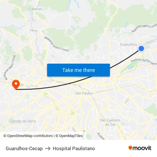 Guarulhos-Cecap to Hospital Paulistano map