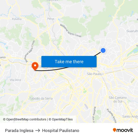 Parada Inglesa to Hospital Paulistano map